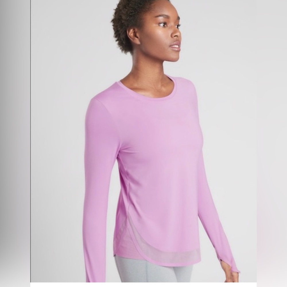 Athleta Long-Sleeve Crew Neck Top in Light Purple
